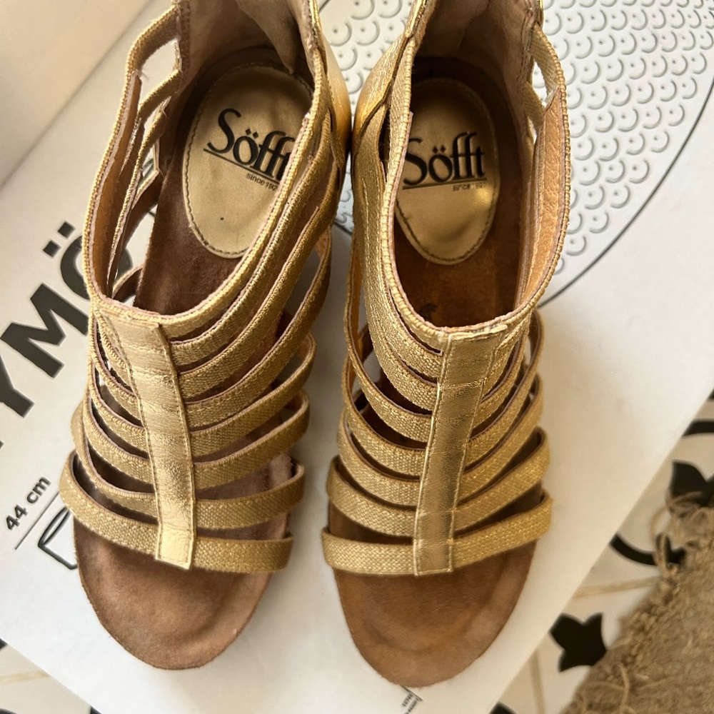 Gold sofft shoes . Wedges